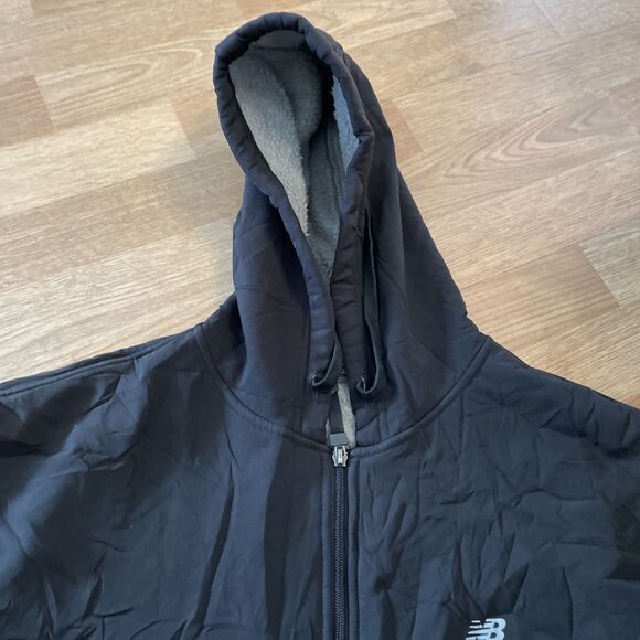 New Balance Softshell Sherpa Lined Hooded Jacket Black Full Zip Size Medium - Picture 7 of 13